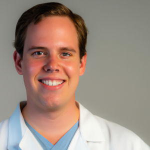 a professional and visually appealing image of a young happy smiling caucasian doctor with white teeth