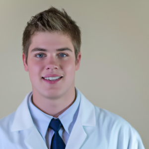 a professional and visually appealing image of a young happy smiling caucasian doctor with white teeth