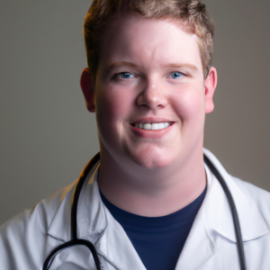 a professional and visually appealing image of a young happy smiling caucasian doctor with white teeth