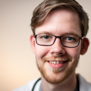 a professional and visually appealing image of a young happy smiling caucasian doctor with white teeth