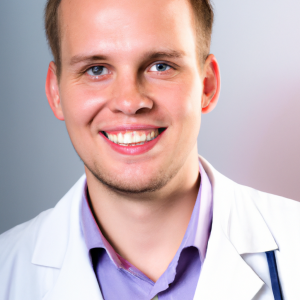 a professional and visually appealing image of a young happy smiling caucasian doctor with white teeth 964 300x300