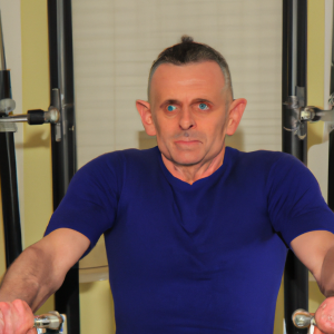 a professional appealing image of a caucasian man or woman exercising in a gym