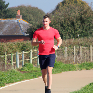 a professional appealing image of a caucasian man or woman jogging on a sunny day 488 300x300