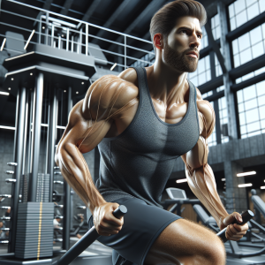 a photo realistic professionally appealing image of a good looking and athletic white man exercising in a gym 358 1 300x300