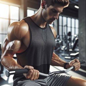 a photo realistic professionally appealing image of a good looking and athletic white man exercising in a gym 907 300x300