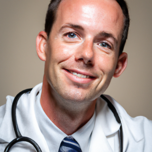 a professional and visually appealing image of a young happy smiling caucasian doctor with white teeth