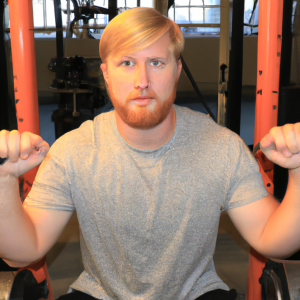 a professional appealing good looking and atheletic image of a caucasian man exercising in a gym