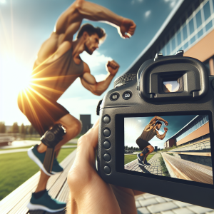 a professional appealing good looking and atheletic image of a caucasian man exercising or playing sports outside on a sunny day