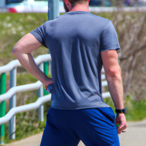 a professional appealing good looking and atheletic image of a caucasian man exercising or playing sports outside on a sunny day