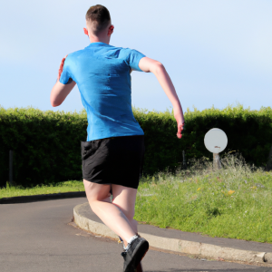 a professional appealing image of a caucasian man or woman jogging on a sunny day 594 300x300