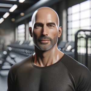 gym, italy,age 51,hair bald,eyes hazel, 717